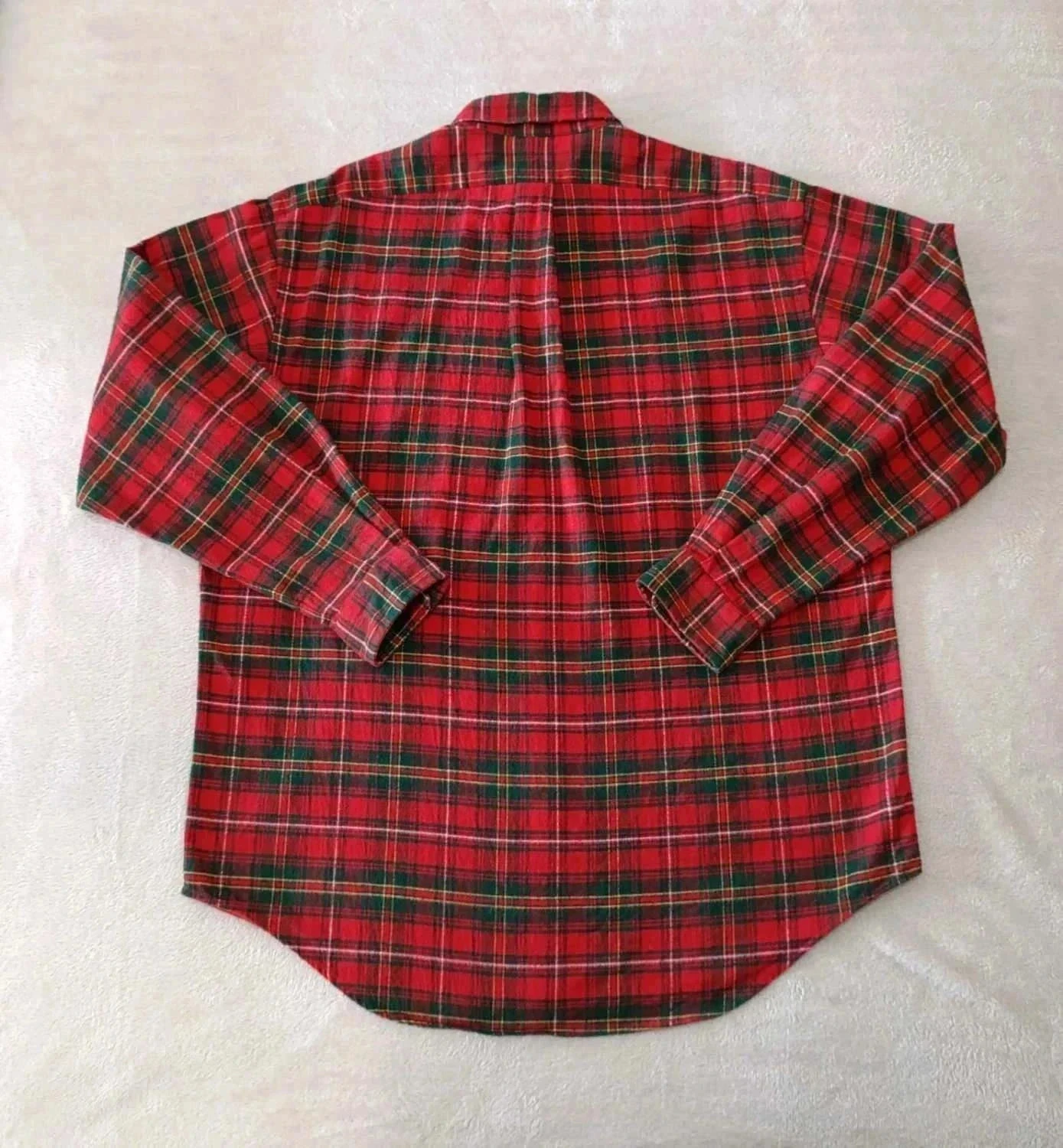 Camisa Ralph Lauren de cuadros de franela roja y verde Vintage talla L – photo 3
